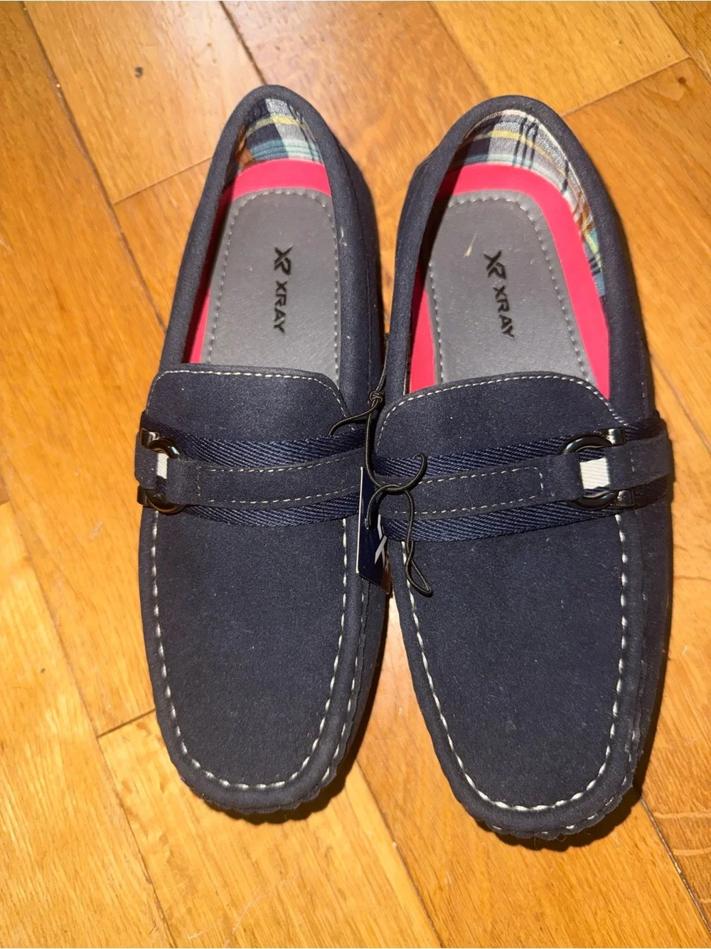 Xray Kids Navy Suede Moccasins with Decorative Strap